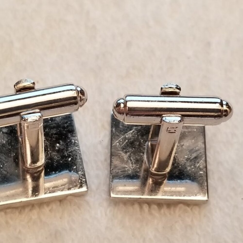 Vintage Silver Tone Square Leaf Cufflinks Classic… - image 7